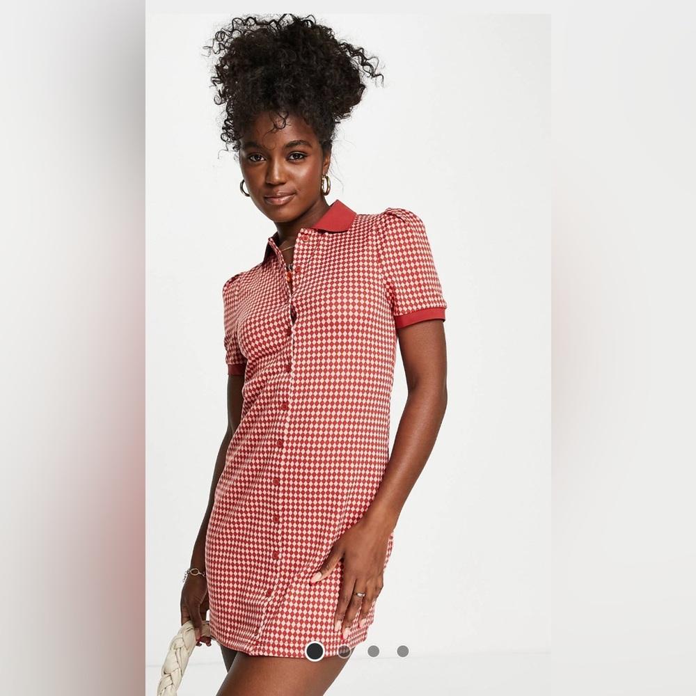 Urban Revivo (ASOS brand) Polo Neck Mini Dress in Red Plaid Print